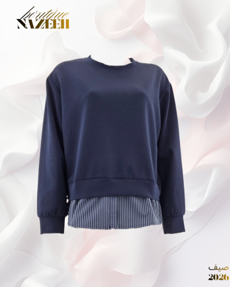 بلوزة مع قميص مقلم قطع واحدة